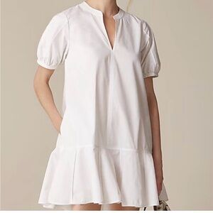 J. Crew White 100% Cotton Poplin Puff Sleeve Dress